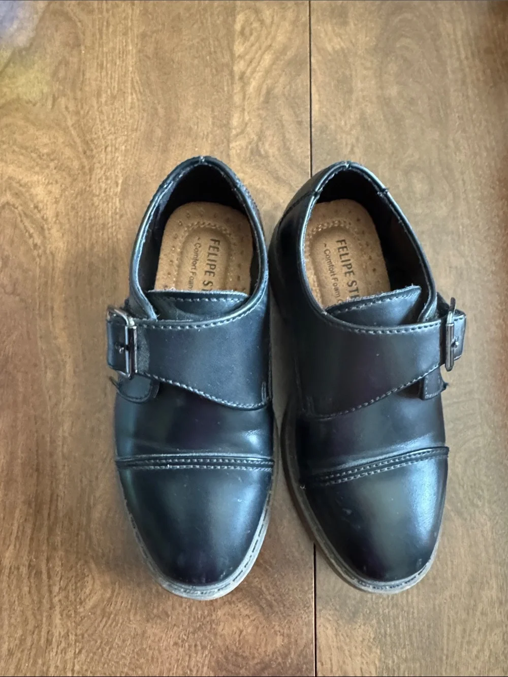 Kids Black Monk Strap Dress Shoes